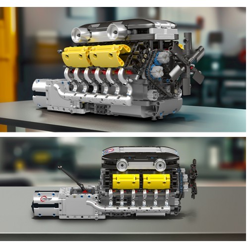 Конструктор двигун та коробка Lambo V12 1260 деталей Mould King Mking Engine 10202