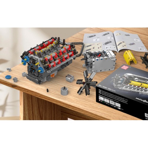 Конструктор двигун та коробка Lambo V12 1260 деталей Mould King Mking Engine 10202