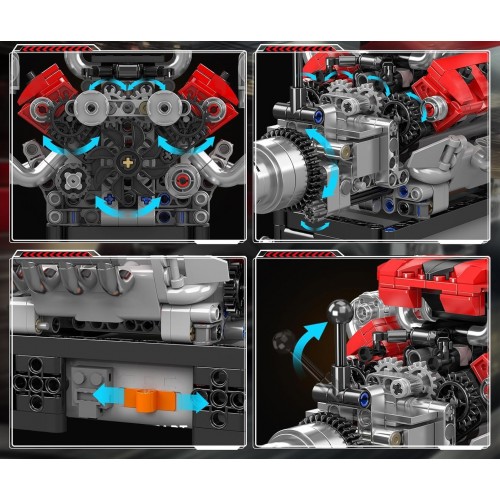 Конструктор двигун та коробка FE V8 750 деталей Mould King Mking Engine 10204