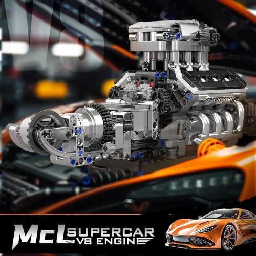 Конструктор двигун та коробка Supercar McL V8 737 деталей Mould King Mking Engine 10206