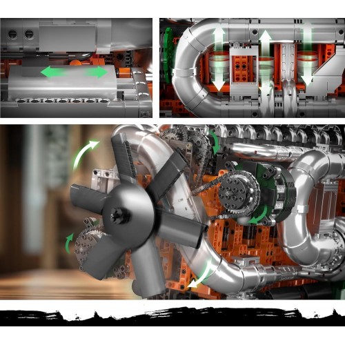 Конструктор двигун та коробка Inline-6 Truck 3236 деталей Mould King Mking Engine 10200