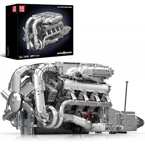 Конструктор двигун та коробка V8 Twin-Turbo 2899 деталей Mould King Mking Engine 10168