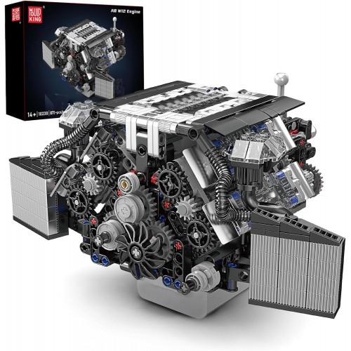 Конструктор двигун та коробка W12 Twin Turbo 871 деталей Mould King Mking Engine 10230