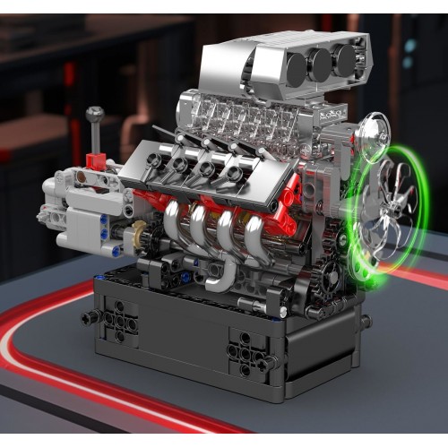 Конструктор двигун та коробка Muscle Car V8 855 деталей Mould King Mking Engine 10225