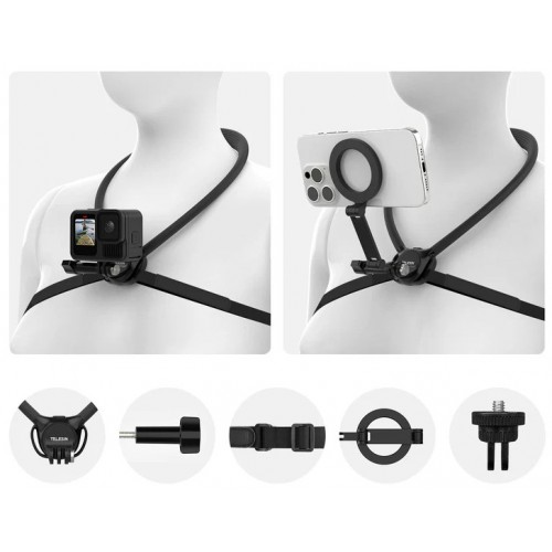 Кріплення на шию для телефону та екшн-камери Telesin P2-HNB-02-GY