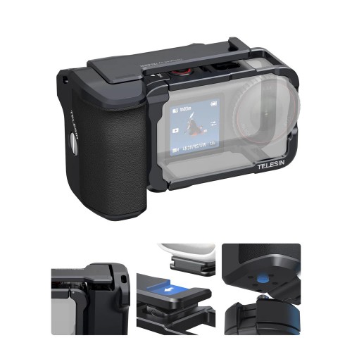 Рамка-тримач DJI Action 6 для зйомки з рук алюмінієва StreetGrip Telesin S6-FMS-36-TDJ