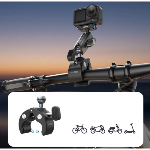 Кріплення на трубу/кермо DJI Action 6/5 Osmo 360 алюмінієве швидкознімне магнітне Telesin S3-HBM-14-TDJ