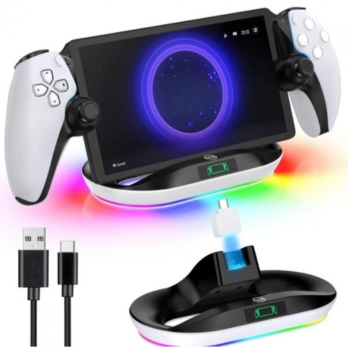 Док-станція зарядка PS Portal RGB підсвічування OIVO VG-P5348
