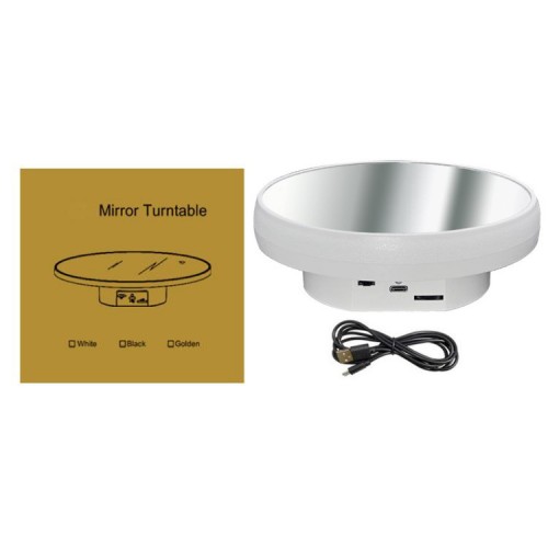 Поворотний стіл для зйомки 16см білий дзеркальний USB/AAA Puluz TBD0606196501