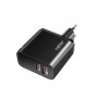 Зарядка 120Вт GaN Type-C PD 65Вт + USB QC4.0 чорна Puluz TE-PD65B