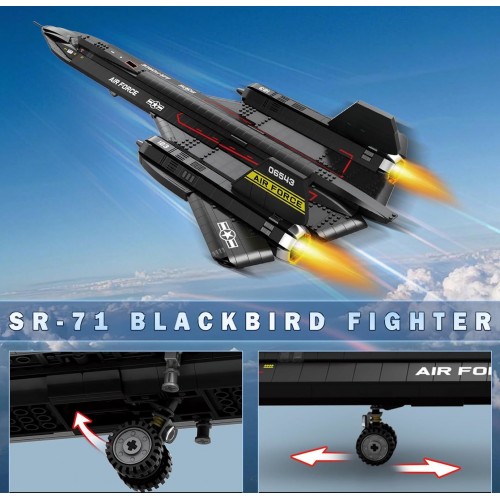 Конструктор Стратегічний літак-розвідник SR-71 Blackbird на 1733 деталі Reobrix 33041