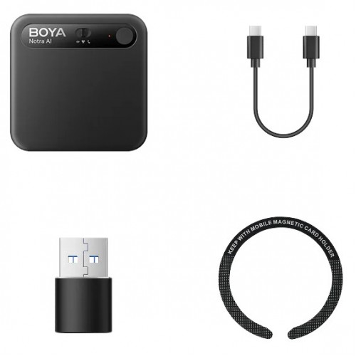 ШІ-диктофон для смартфонів транскрибація дзвінків магнітний Boya Notra Black