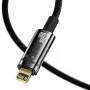 Кабель для айфон з автовідключенням Lightning Type-C 20Вт 1м чорний Baseus Explorer Series CATS000001